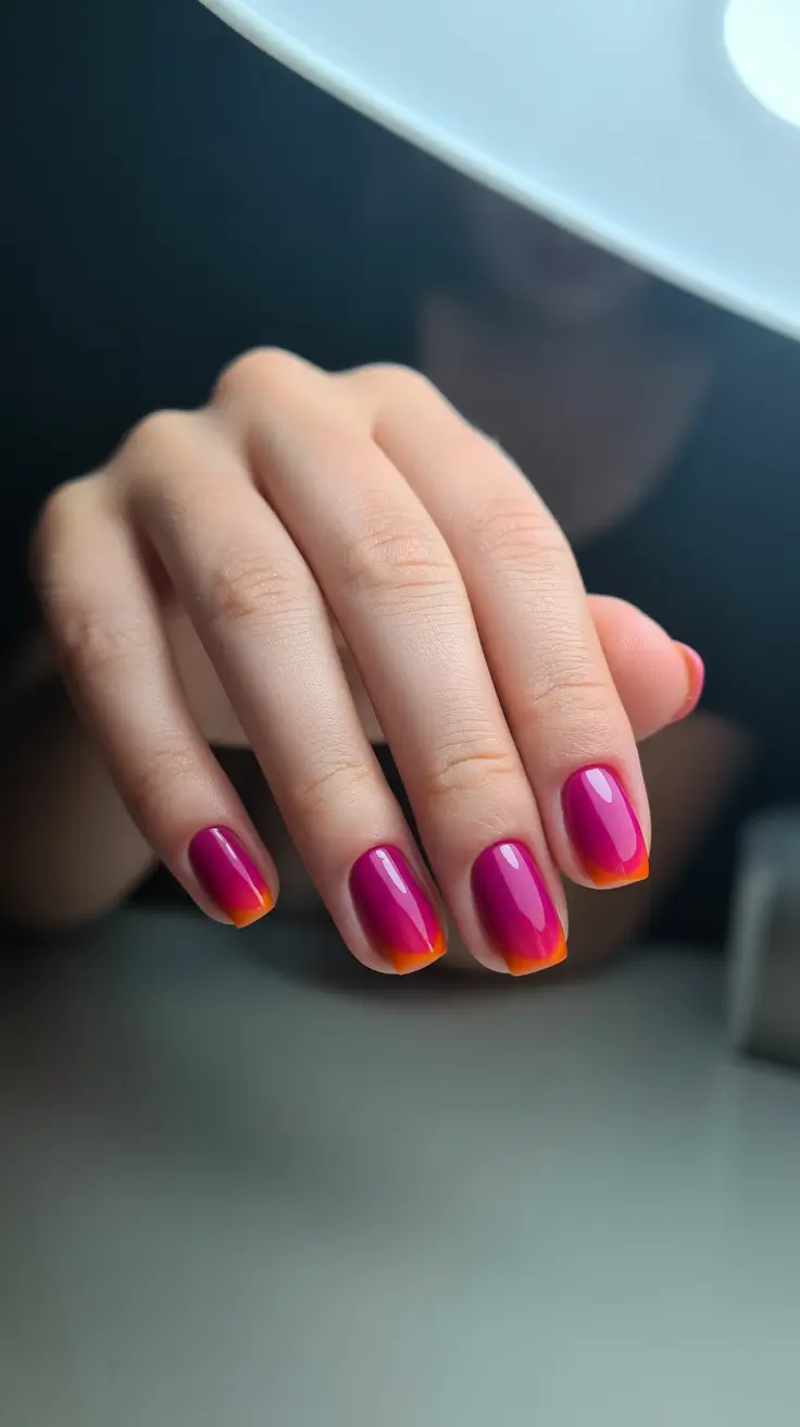 winter gel nails 2025-2026 magenta fire tips