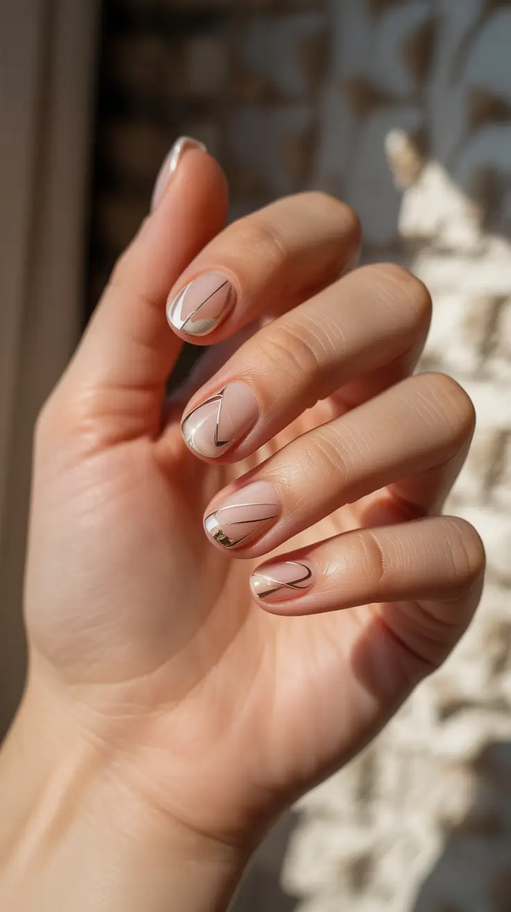 winter gel nails 2025-2026 golden thread minimalism