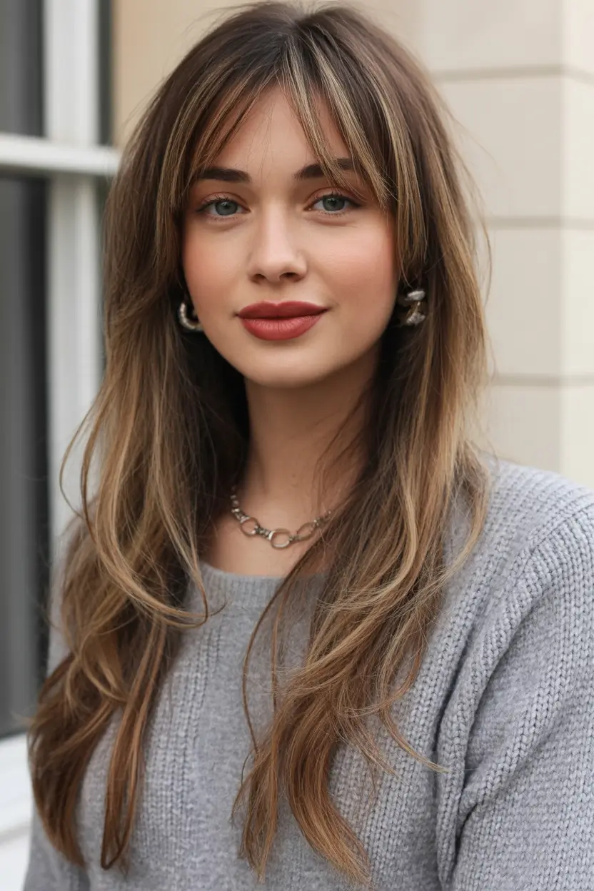 winter haircuts Soft Curtain Layers with Natural Warmth