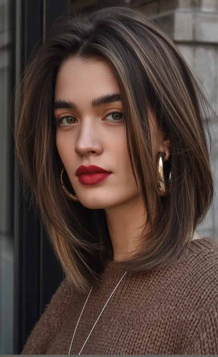 winter haircuts 2025 Chic Modern Bob with Subtle Dimension