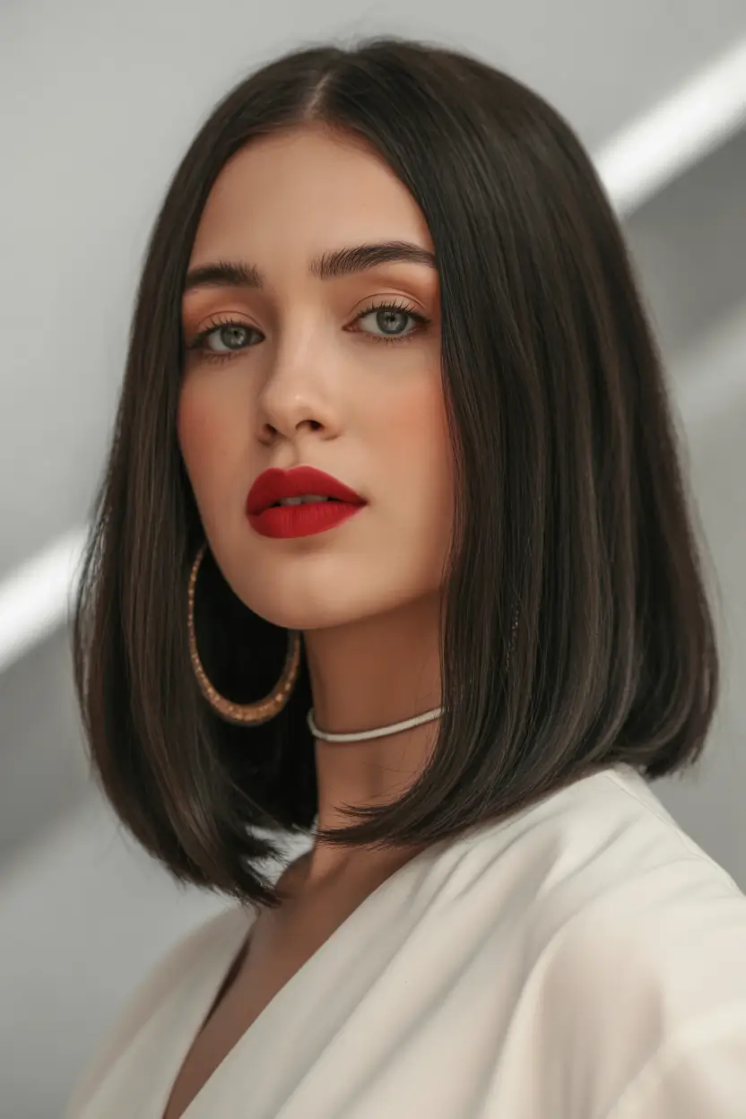 winter haircuts short Polished Classic Bob with Sleek Edges