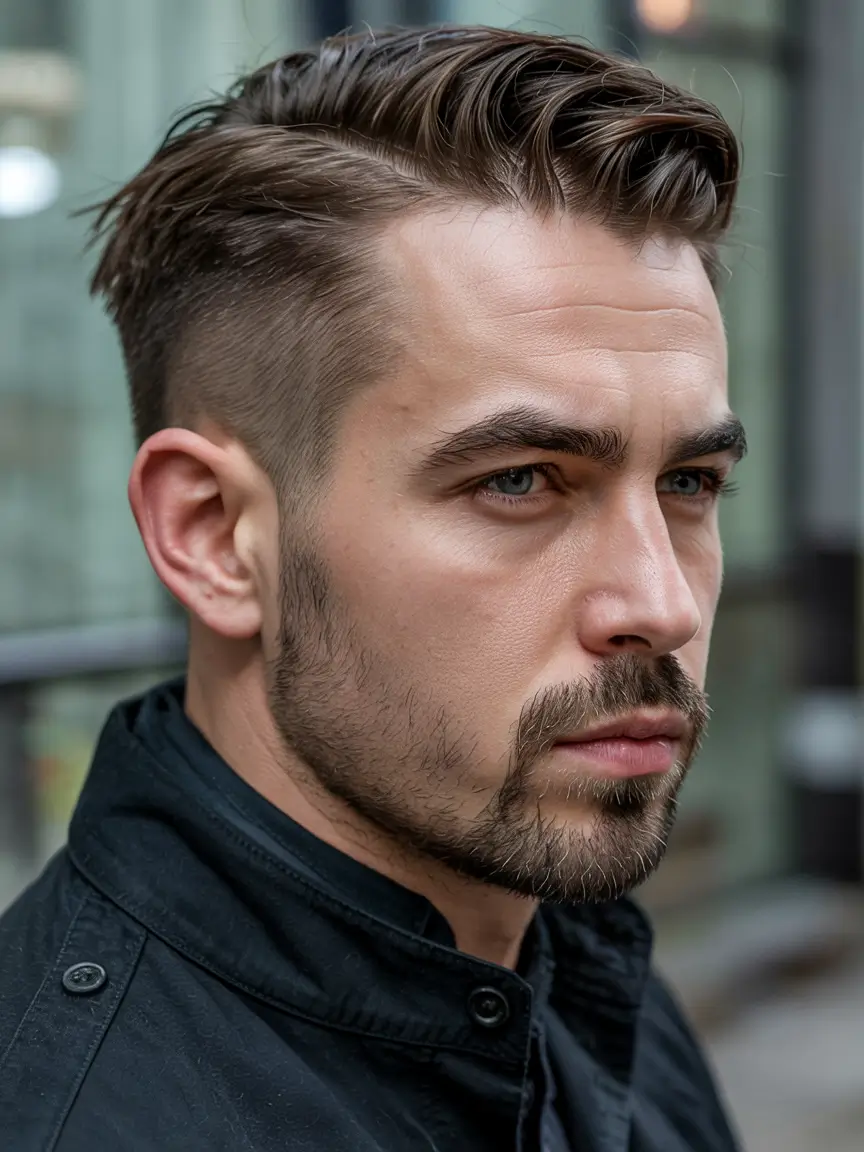 winter haircuts for men Modern Classic Fade with Textured Top
