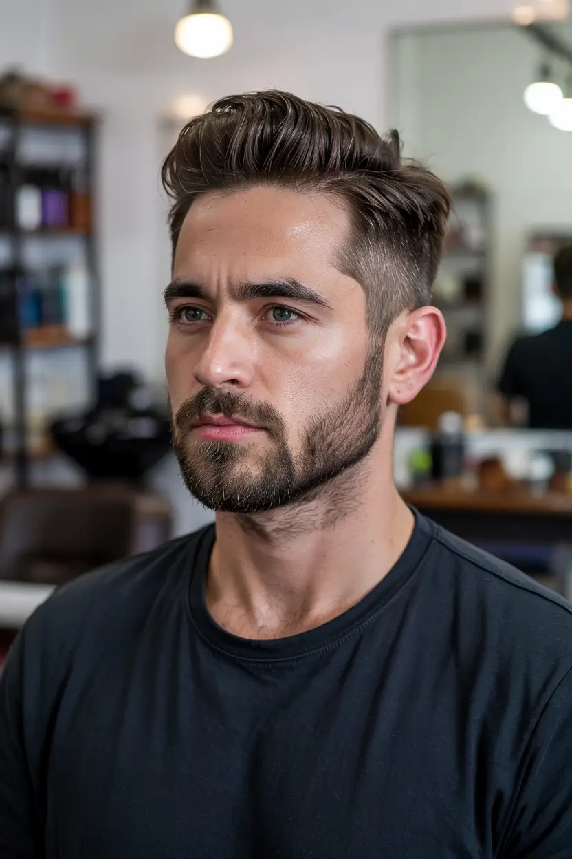 winter haircuts for men Structured Quiff with Tapered Sides