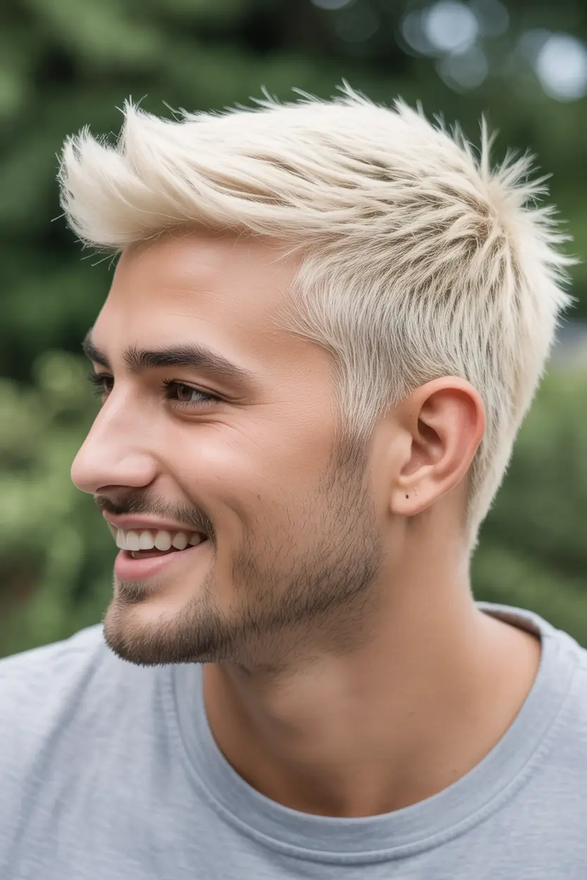 winter haircuts for men Frosted Platinum Spike