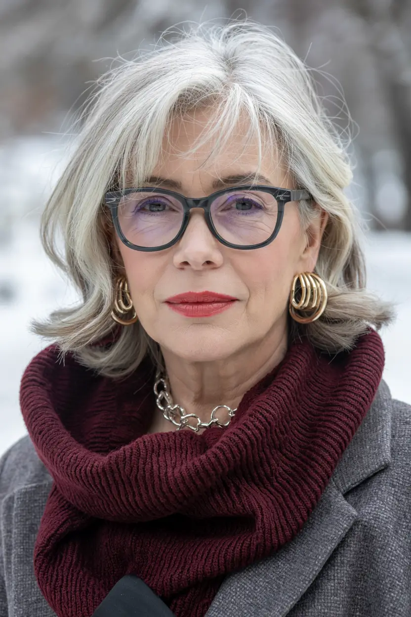 winter haircuts for women over 60 elegant silver layers with movement