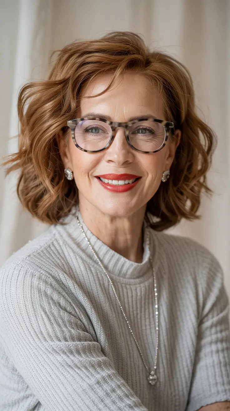 winter haircuts for women over 60 warm auburn bob with soft waves