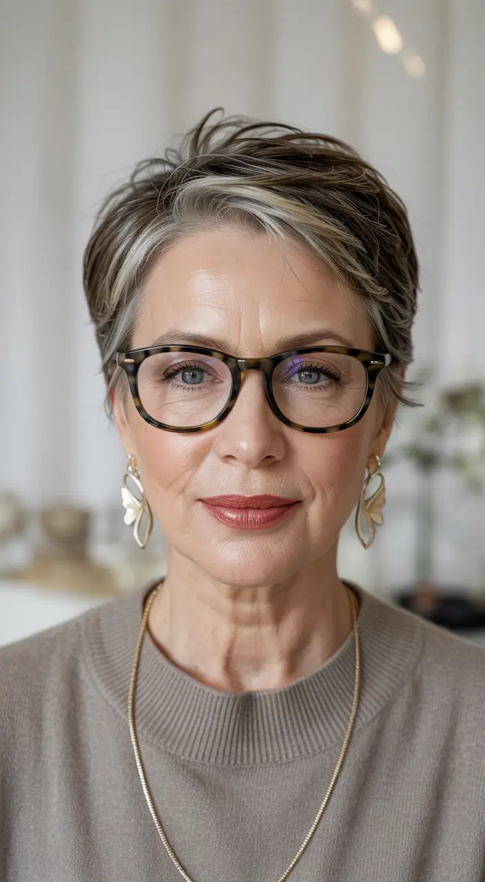 winter haircuts for women over 60 layered pixie with highlights and side volume