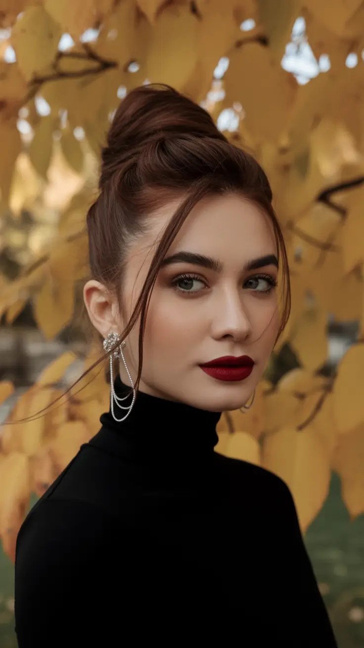 winter hairstyles elegant high bun with sleek base