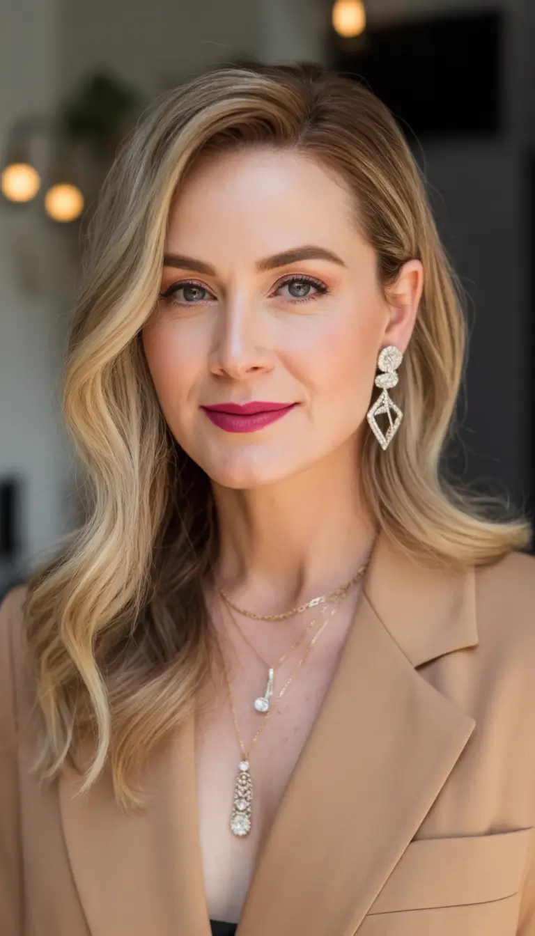 winter hairstyles and color for women over 40 Effortless Side Part with Modern Blonde