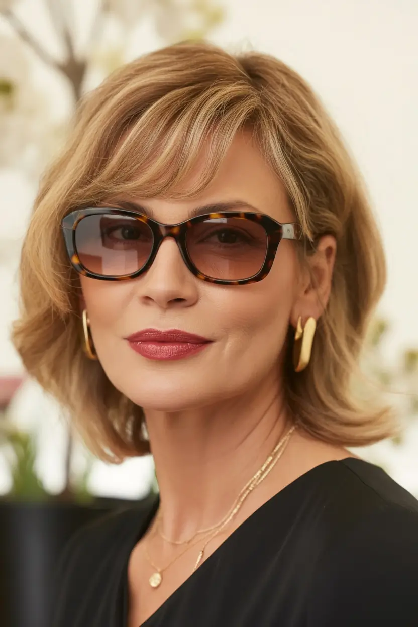 winter hairstyles and color for women over 40 Soft Layered Blonde with a Playful Fringe