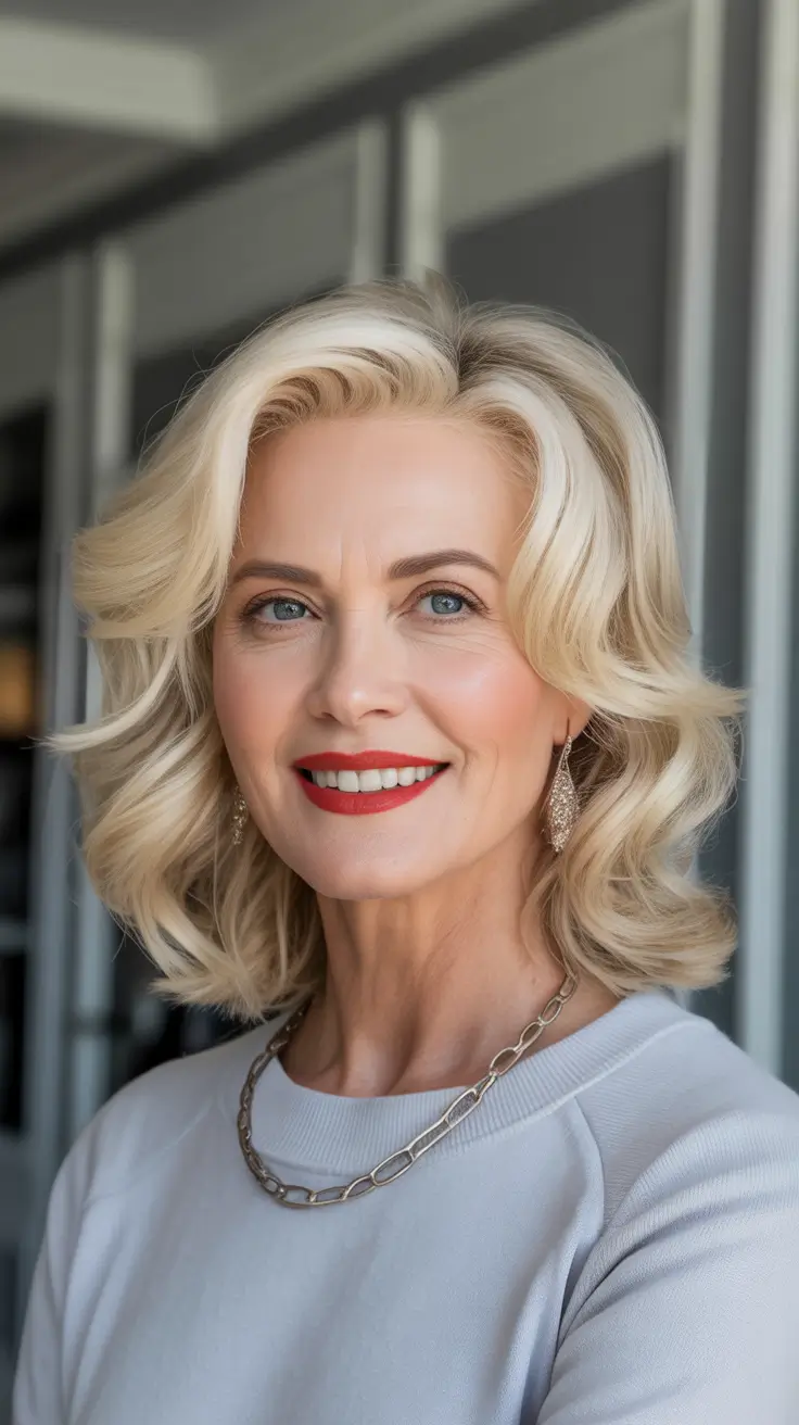 winter hairstyles and color for women over 50 timeless-blonde-waves-with-a-modern-edge