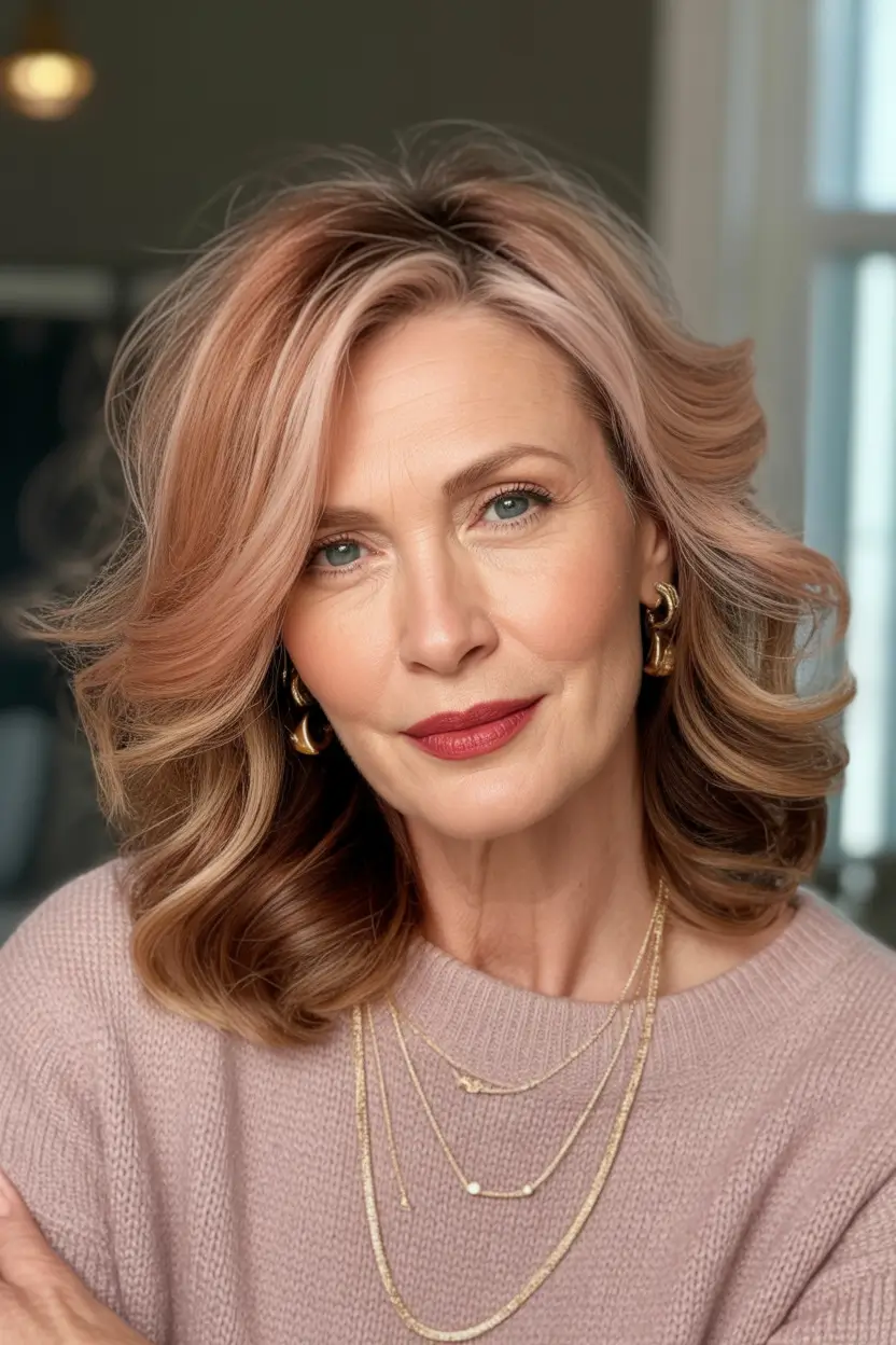 winter hairstyles and color for women over 50 short-bob-with-warm-caramel-dimension