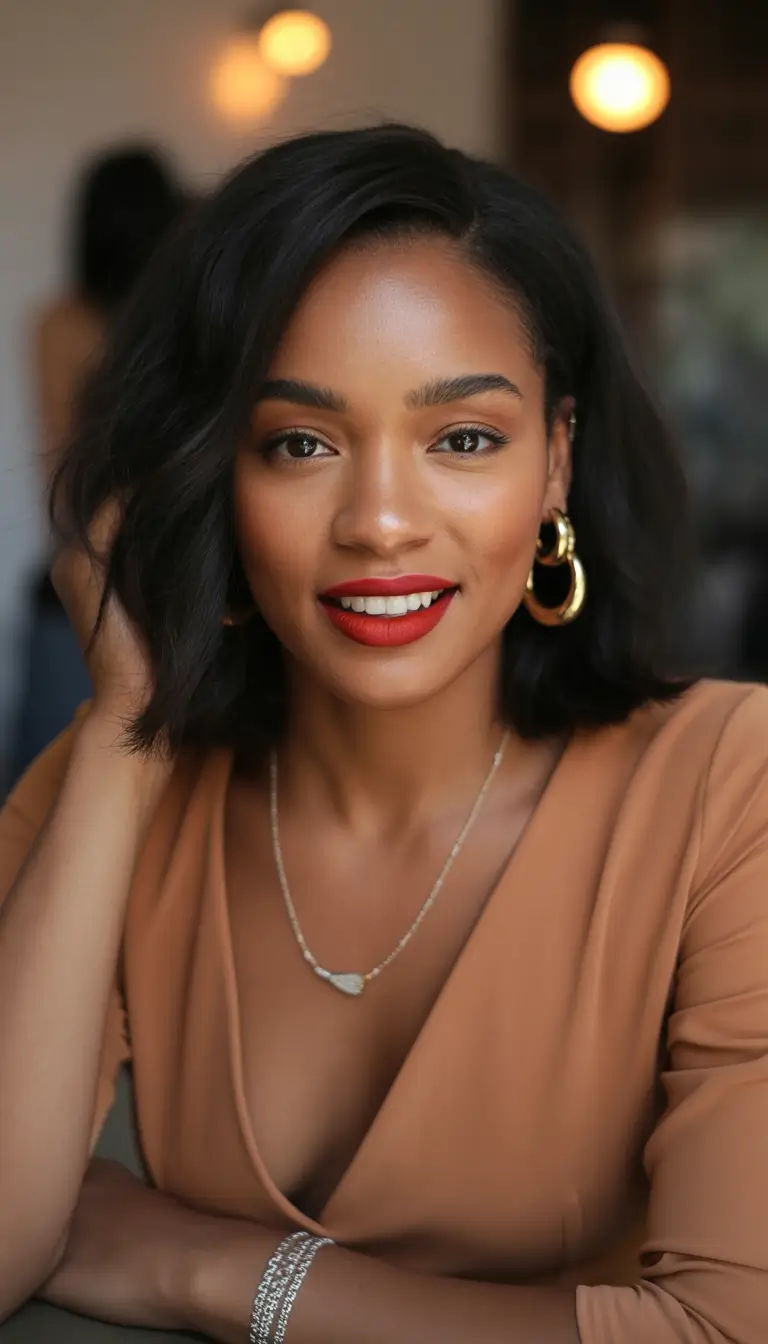 winter hairstyles for black women short Soft Bob with Modern Ease
