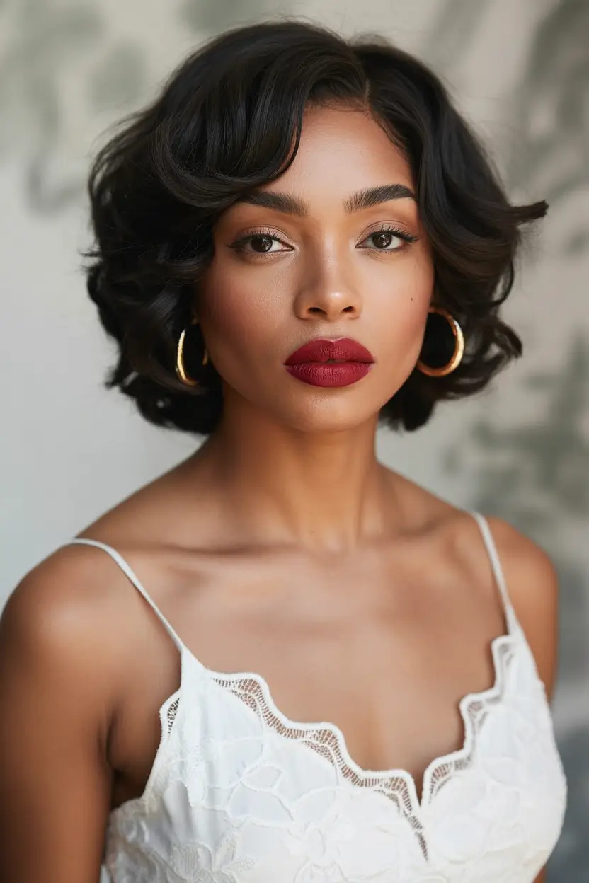 winter hairstyles for black women short Short Vintage-Inspired Curls