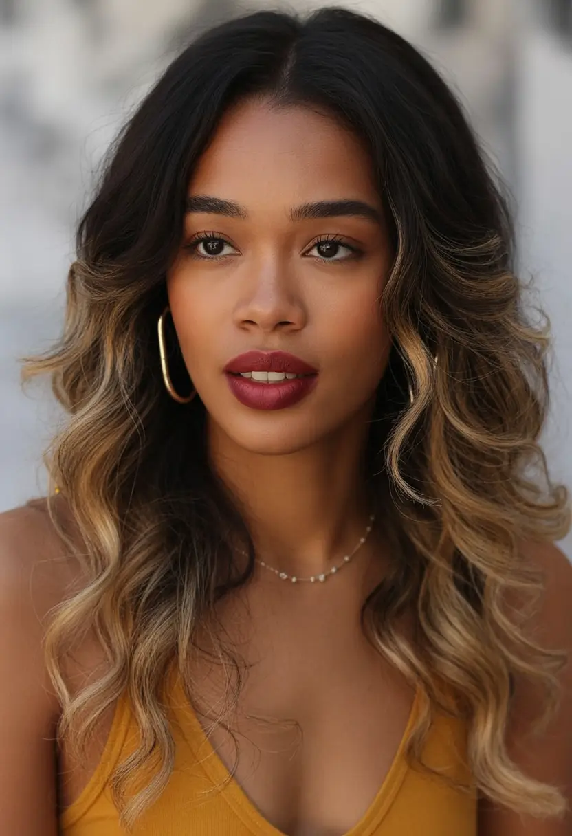 winter hairstyles for black women warm balayage waves