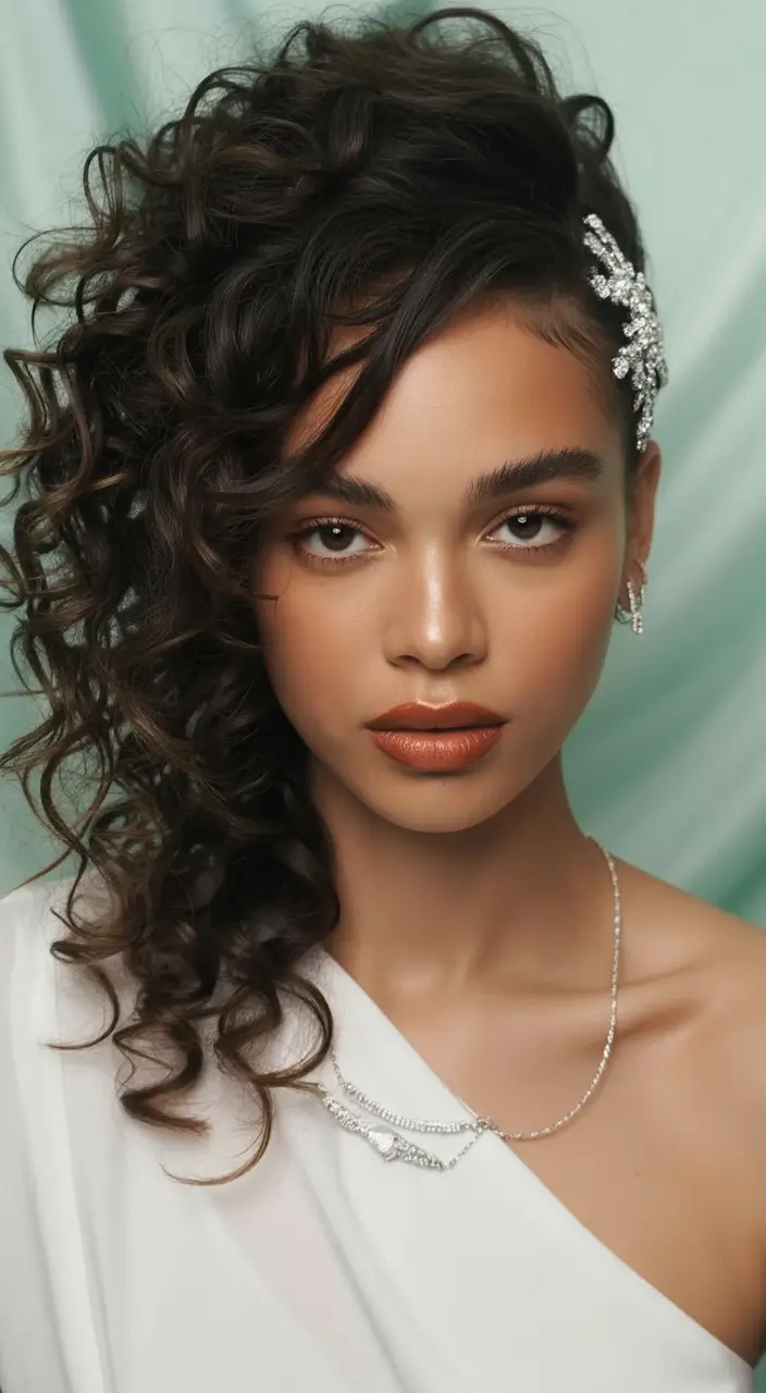 winter hairstyles for black women side swept curls