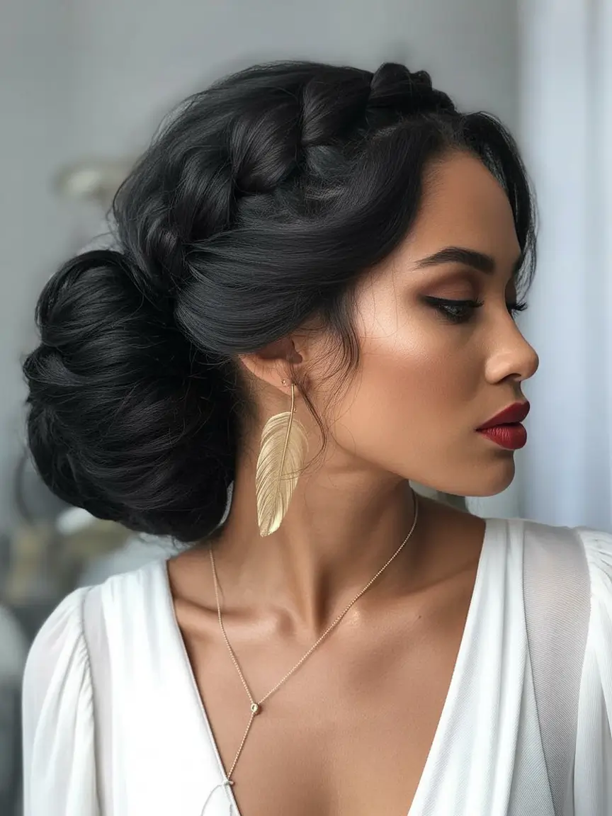 winter wedding hairstyles black women Braided Updo with a Regal Touch