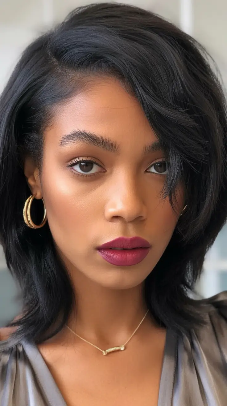 winter hairstyles for black women Feathered Layers with Effortless Volume