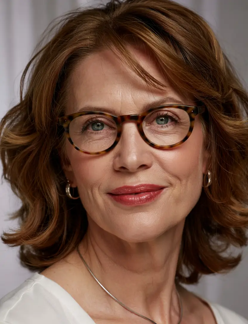 winter hairstyles and color for women over 60 layered brunette bob with glossy shine