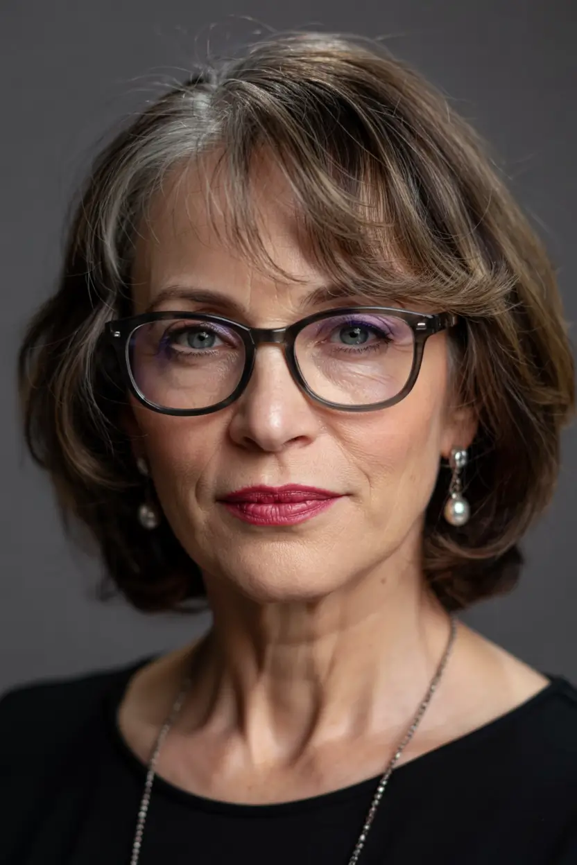 winter hairstyles and color for women over 60 natural brunette layers with subtle gray blending