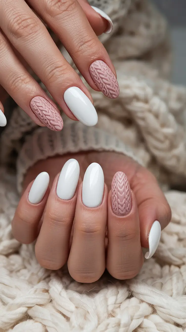 winter manicure ideas Cozy Cable Knit Neutrals