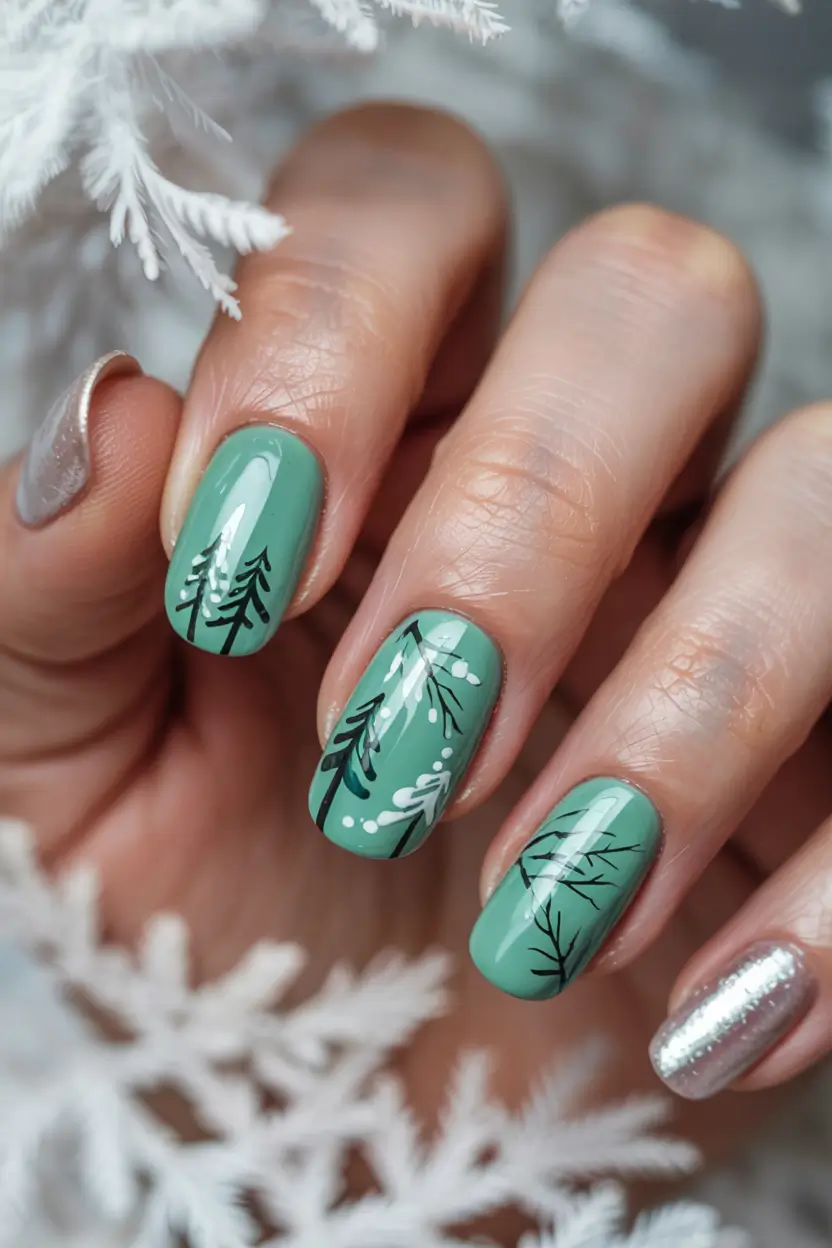 winter manicure ideas Evergreen Whispers on Winter Green