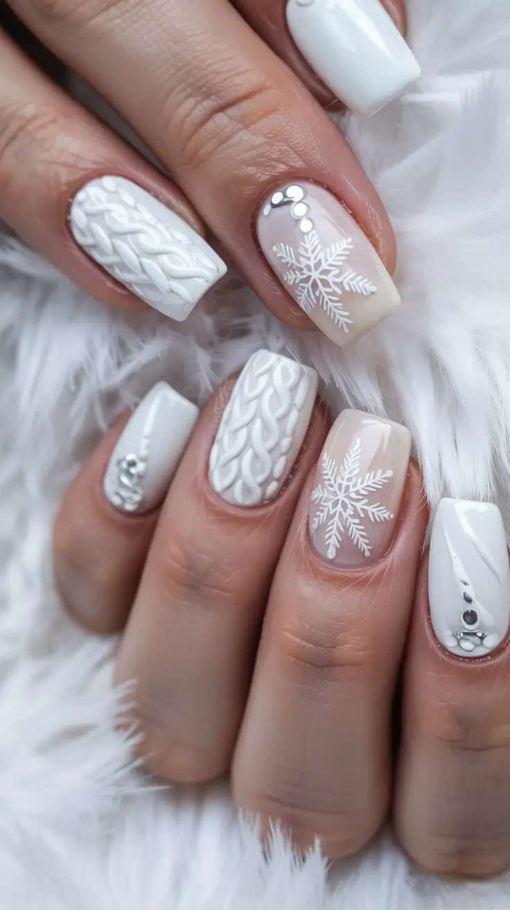 winter manicure ideas Snowy Knit Texture