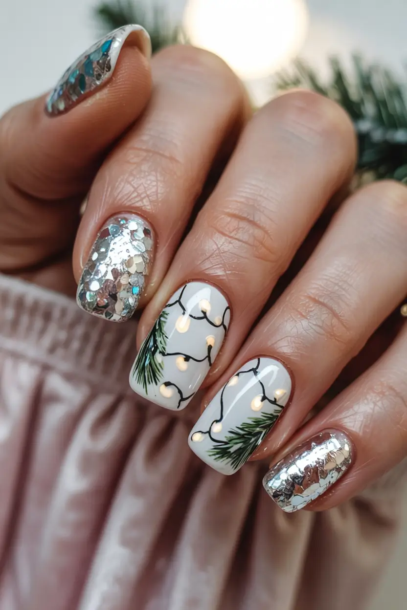 winter manicure ideas Holiday Sparkle with a Whimsical Twist