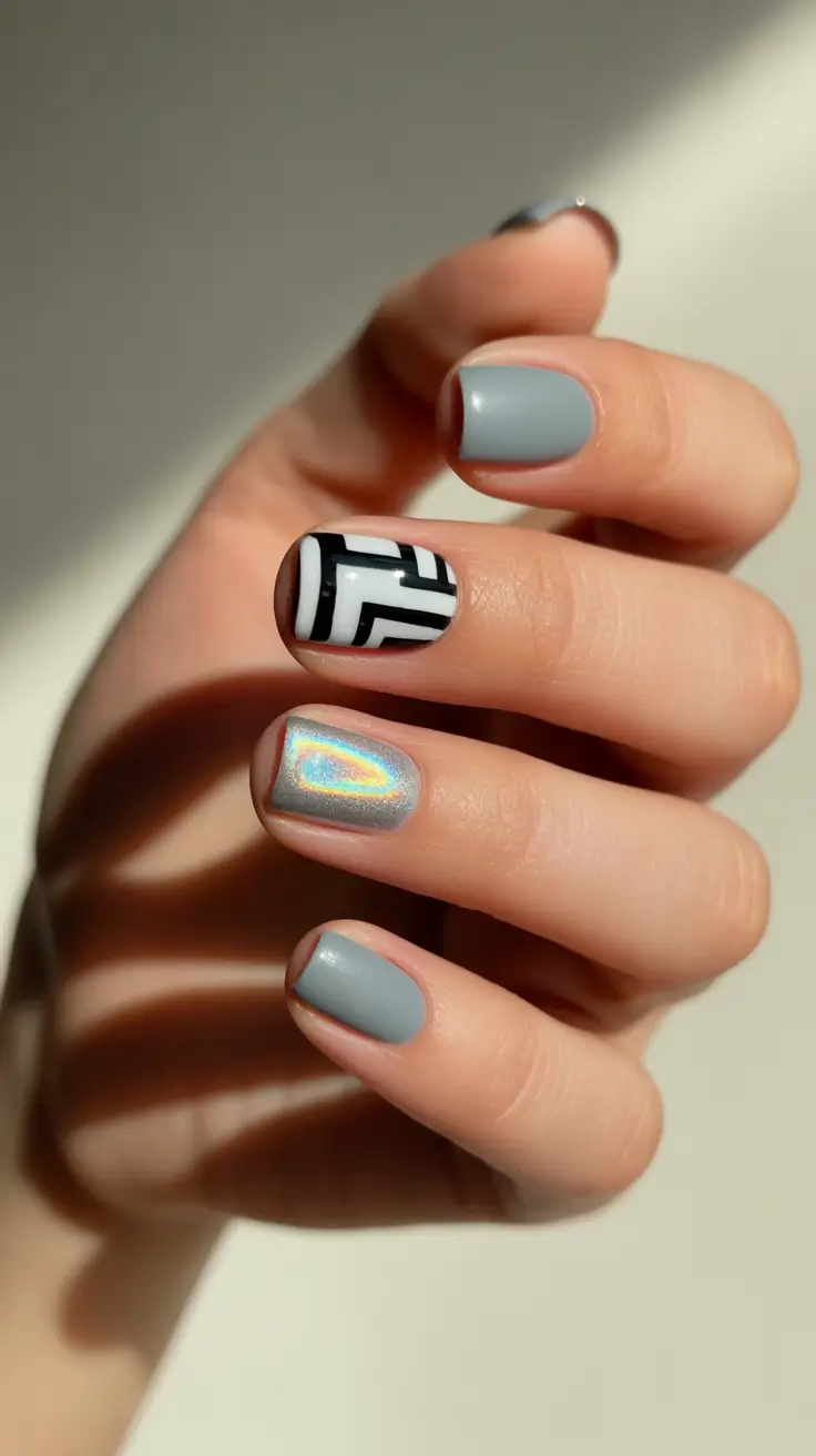 winter nails design and color Silver Maze Modern Minimal Glam