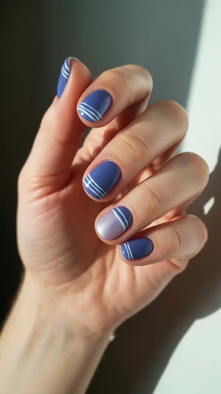 winter nails design and color Indigo Lines Frosted Precision