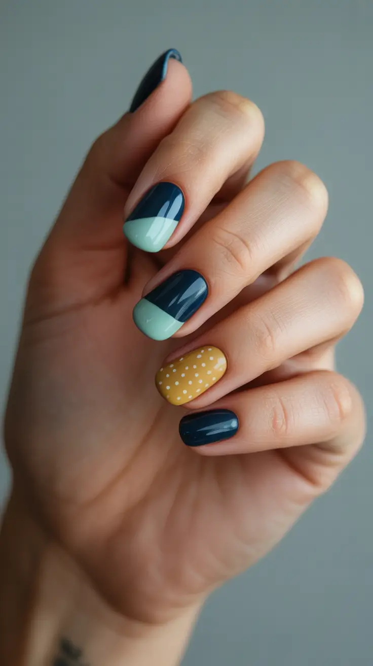 winter nails design and color Frosted Geometry Blue Mint Play