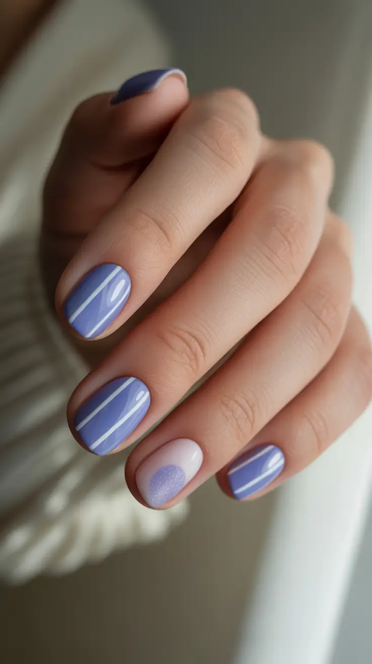 winter nails design and color Lavender Lines Frosty Simplicity