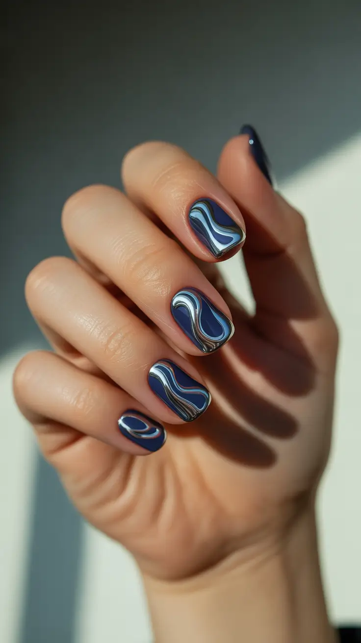 winter nails inspo 2025-2026 Blue Mirage Swirl