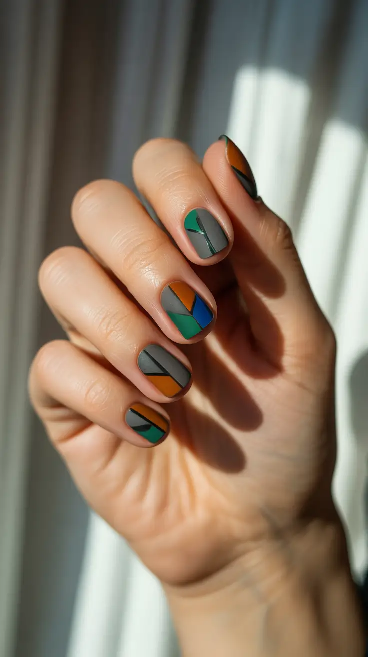 winter nails inspo 2025-2026 Retro Geometry Chic