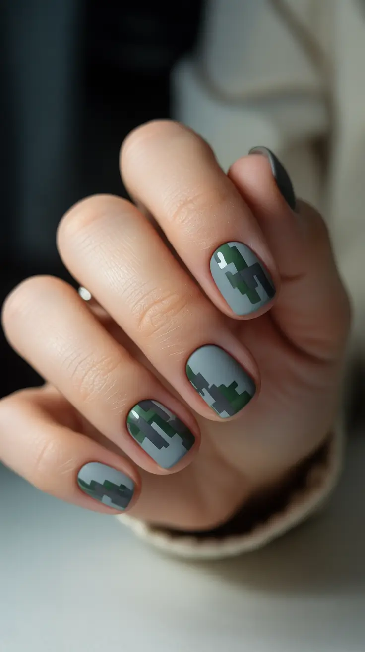 winter nails inspo 2025-2026 Pixel Forest Fade