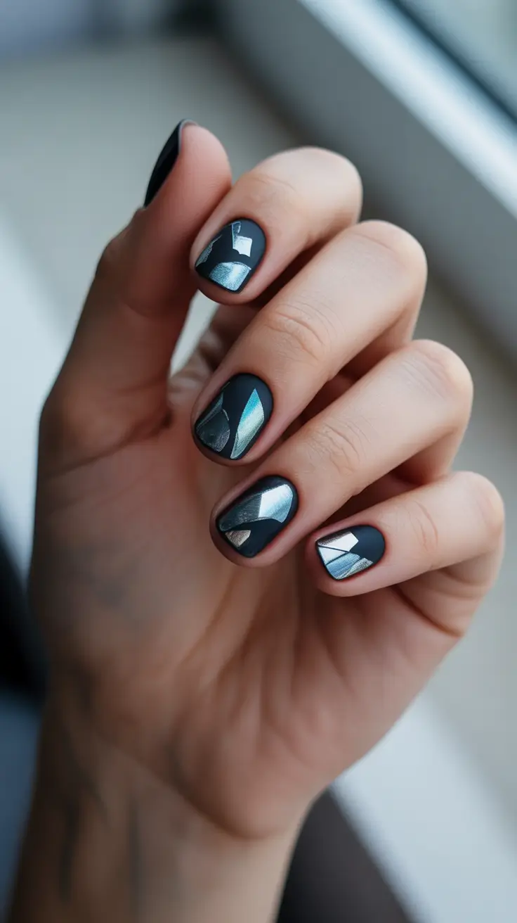 winter nails inspo 2025-2026 Shadow Glass Mosaic
