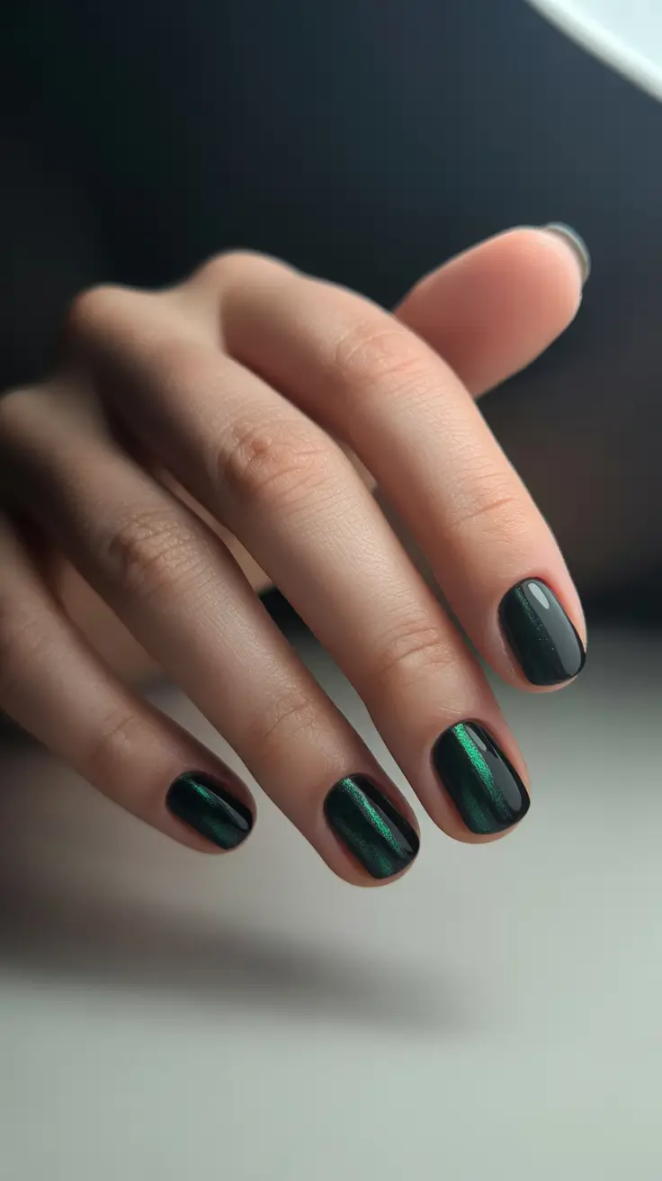 winter nails inspo 2025-2026 Emerald Aurora