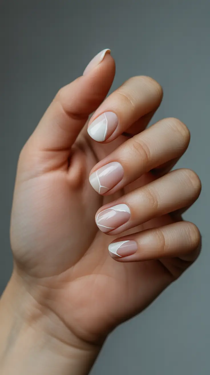 white christmas nails winter Soft Minimal White Geometry