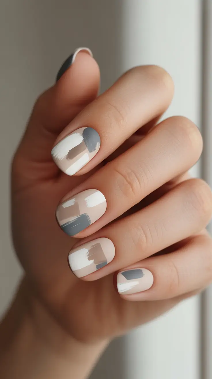 white christmas nails ideas Nordic Brushstrokes