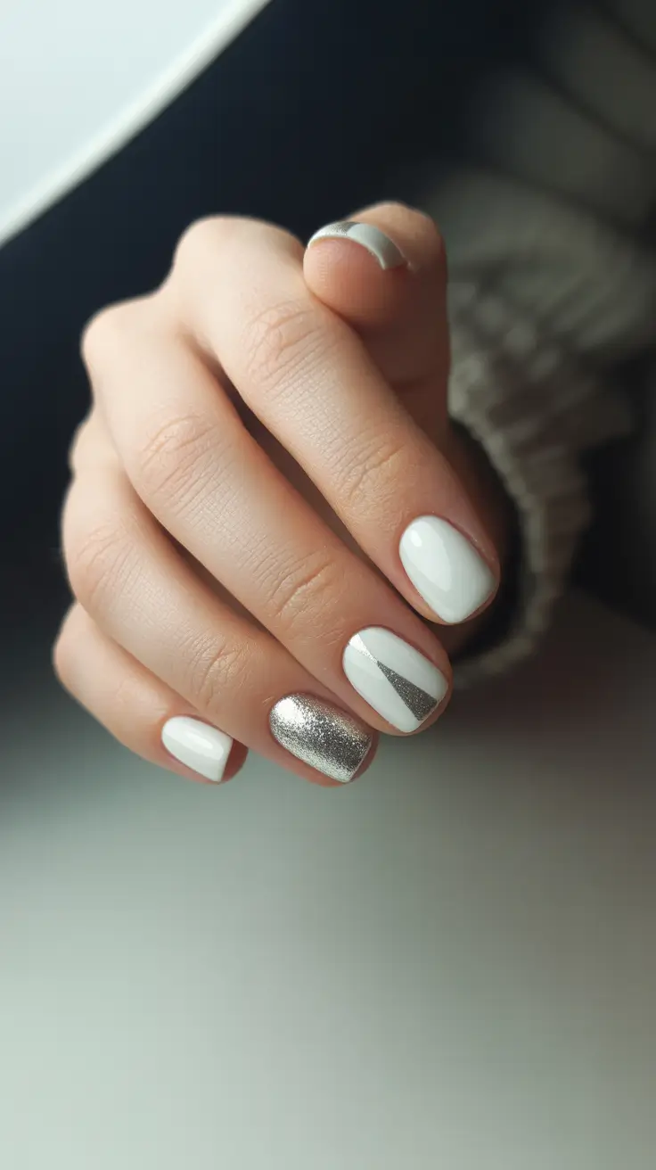 white christmas nails glitter Silver Triangle Spark
