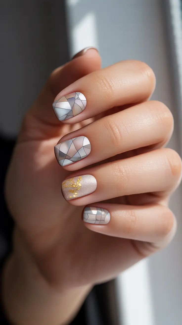 white christmas nails with glitter Stained Glass Frost