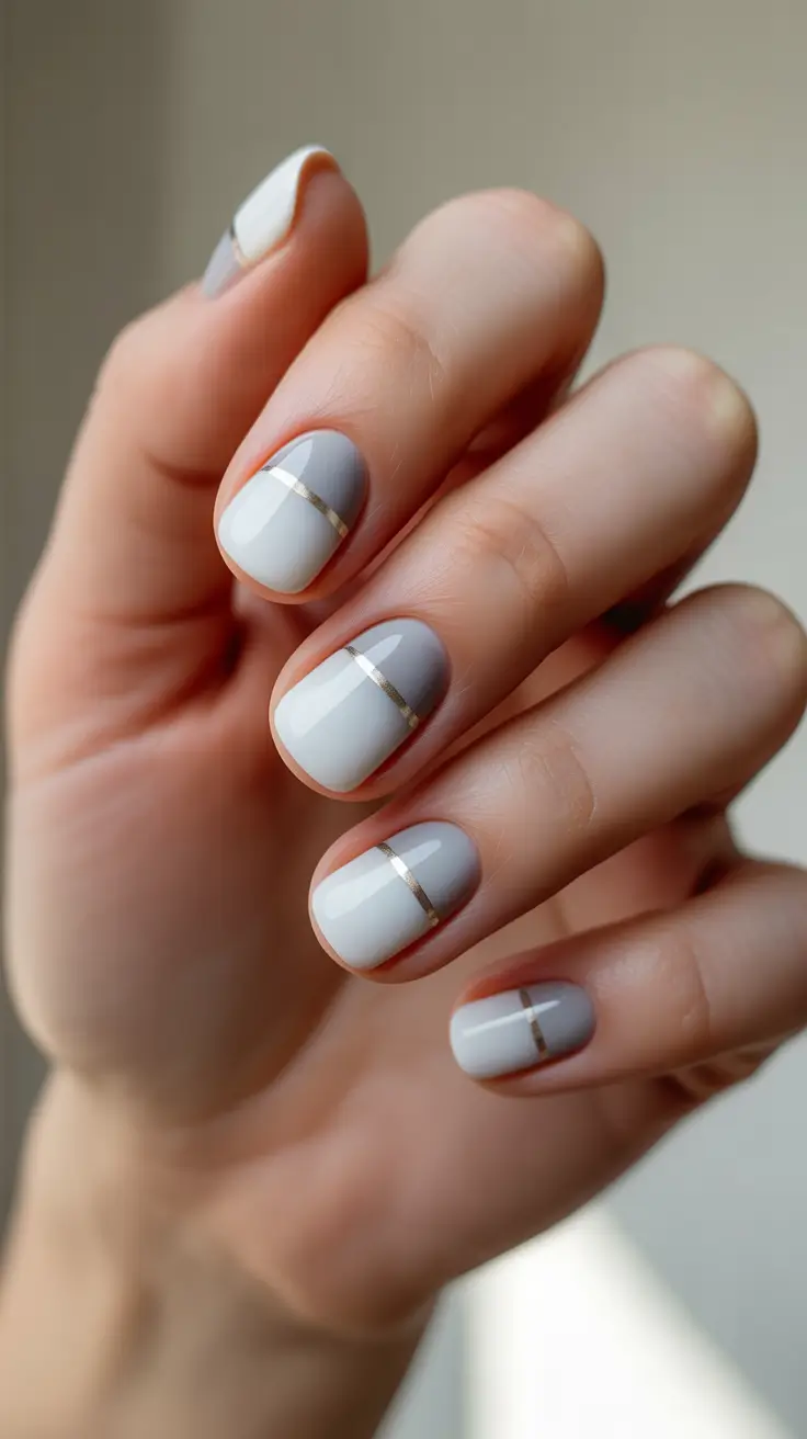 white christmas nails ideas Frost Line Geometry