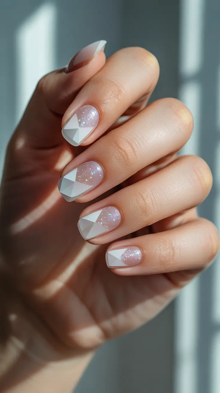 white christmas nails glitter Frosted Crystal Shine