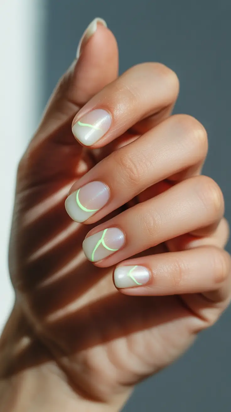 white christmas nails winter Neon Frost Lines