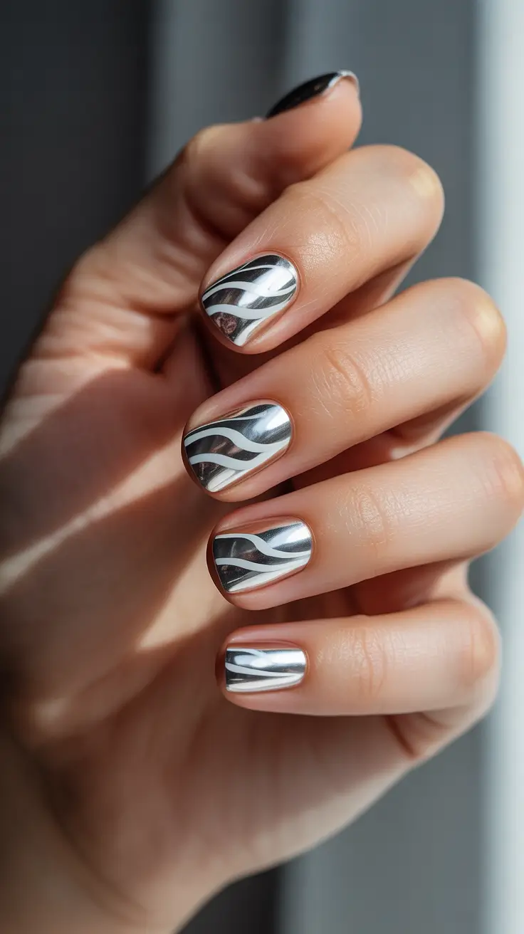 white christmas nails designs Silver Flow