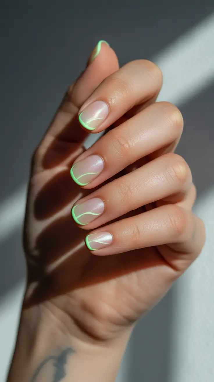 white christmas nails acrylic Mint Edge Glow