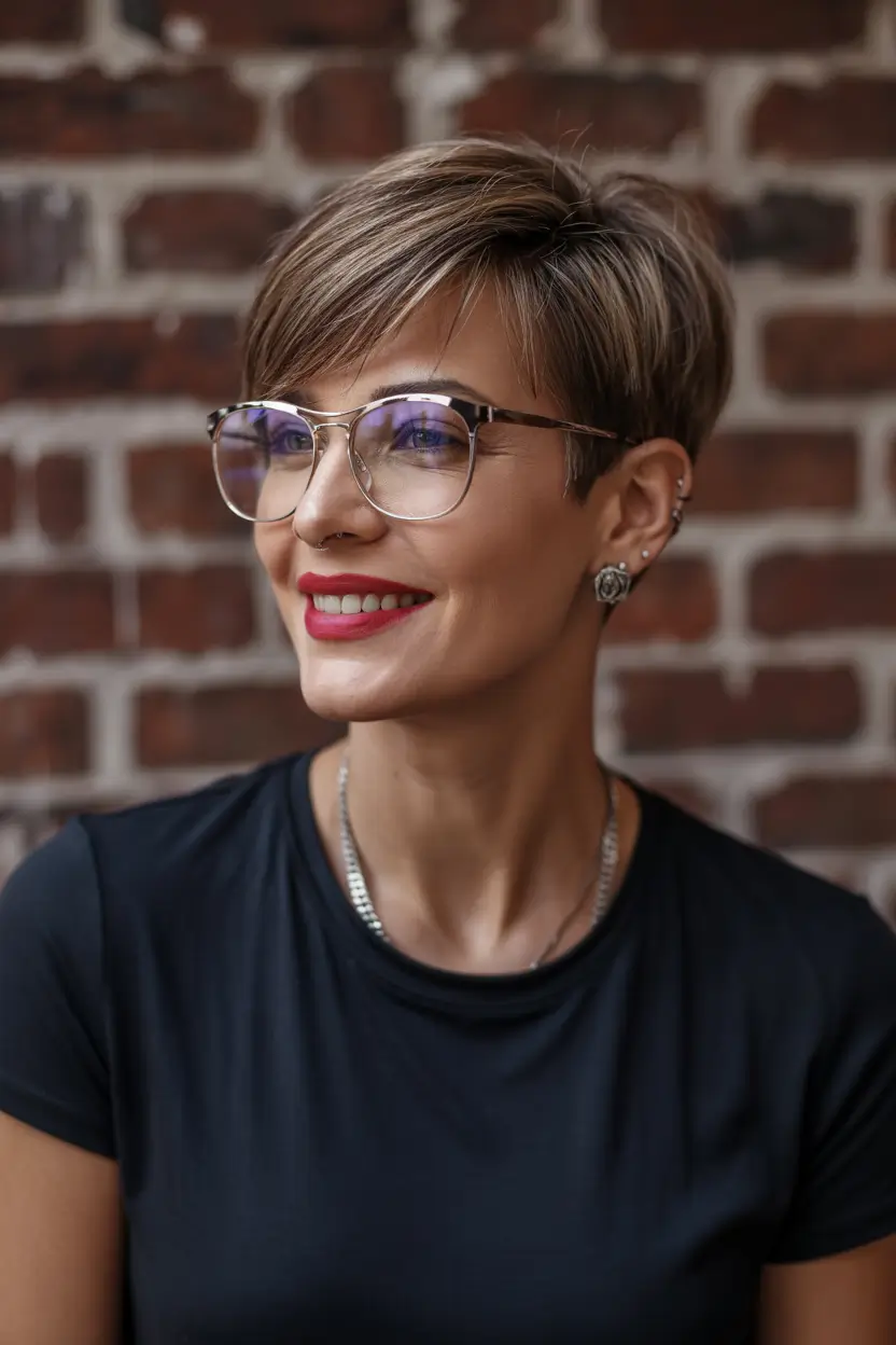 winter pixie haircuts 2025 - 2026 Honey-Glazed Pixie with Side-Swept Bangs