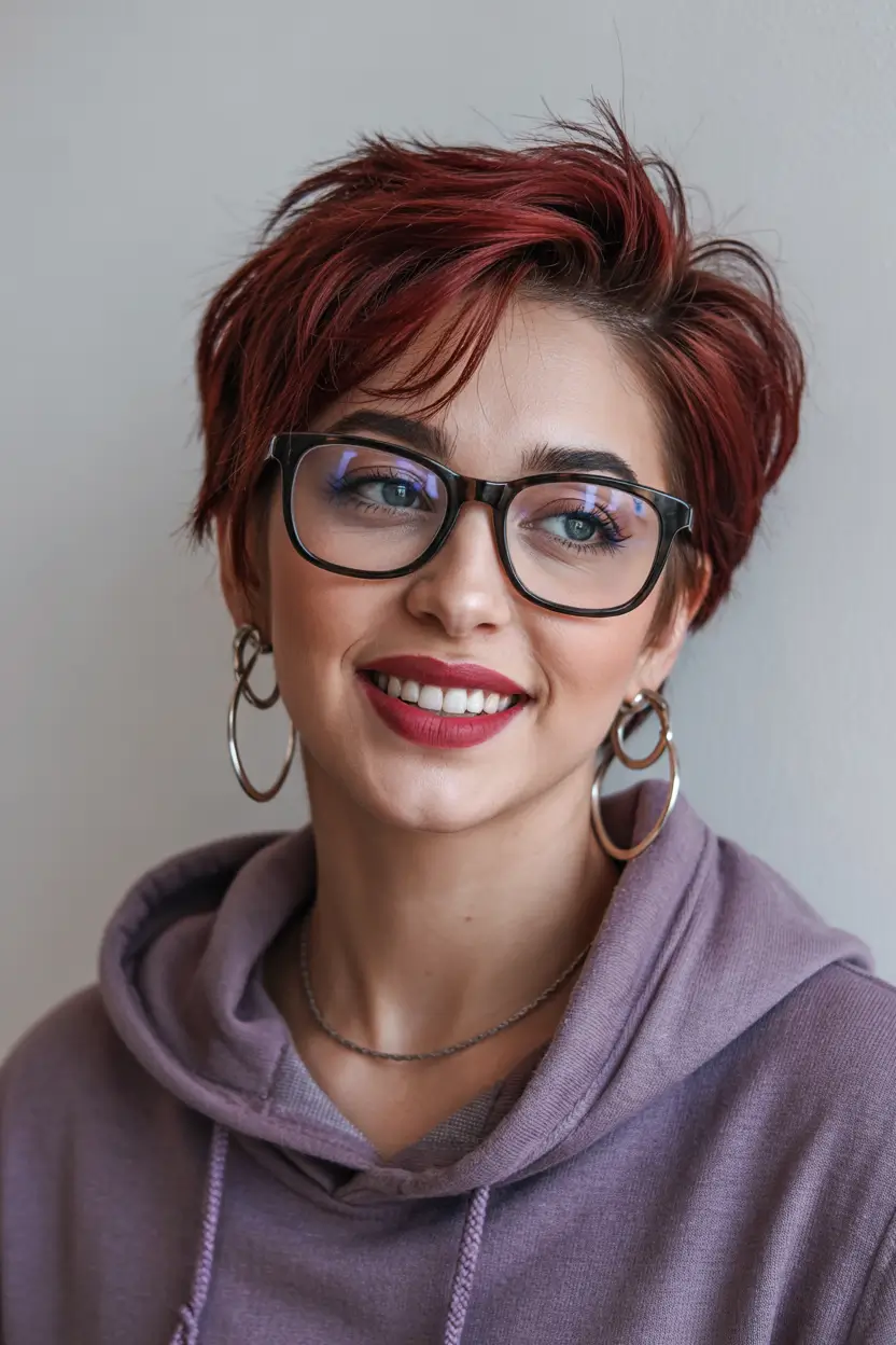 winter pixie haircuts 2025 - 2026 Fiery Red Pixie with Tousled Energy