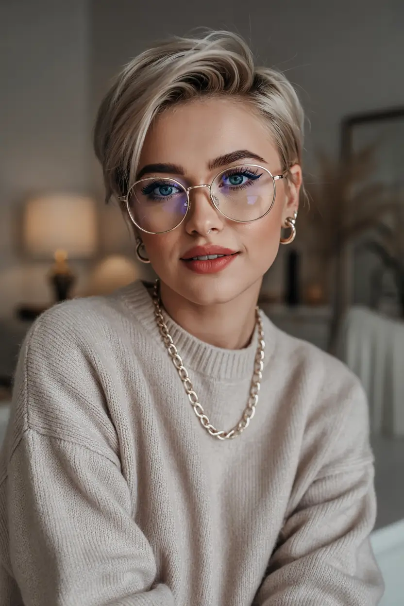 winter pixie haircuts 2025 - 2026 Cool Blonde Pixie with Elevated Volume