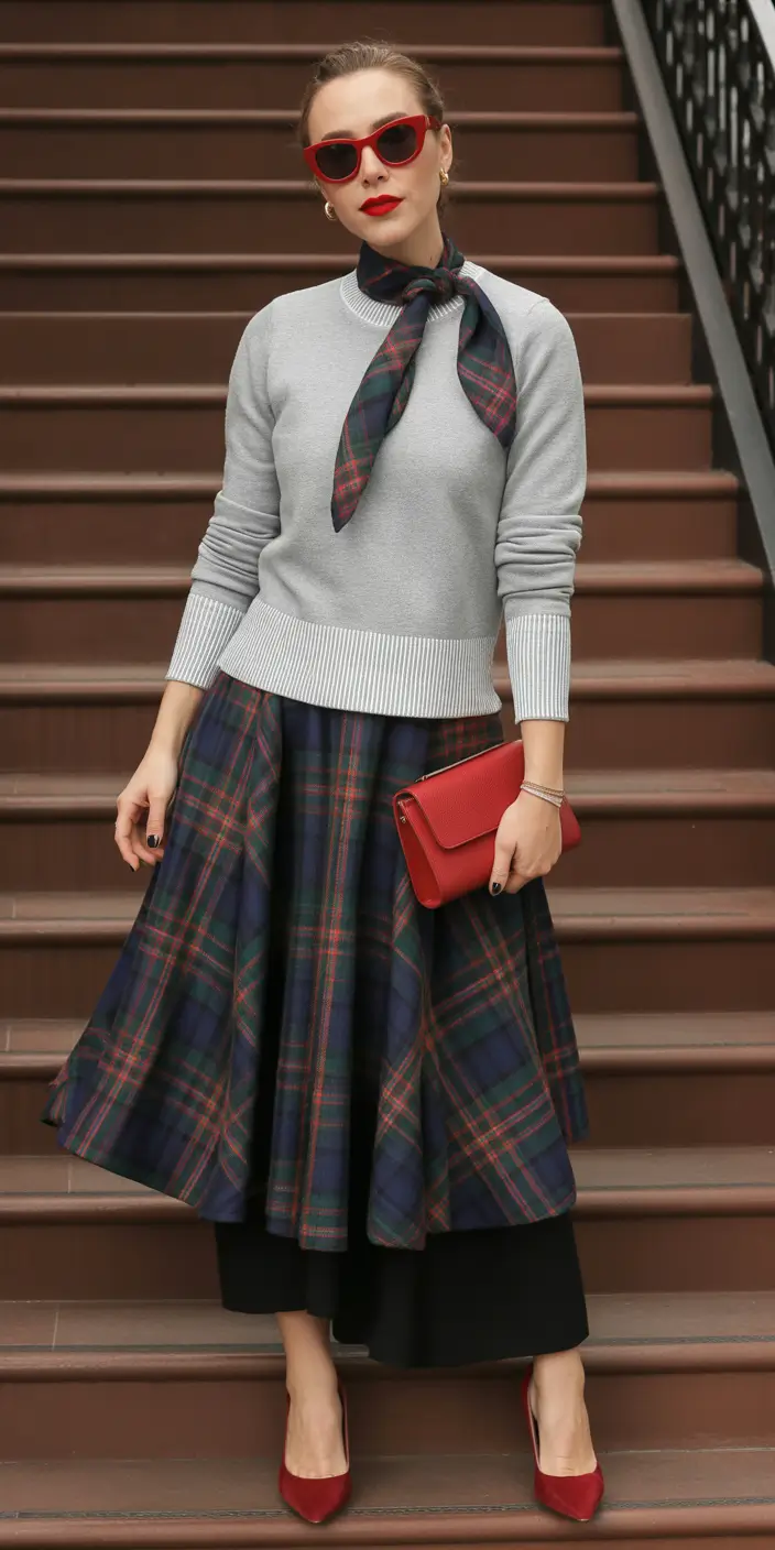 outfits ideas Retro Plaid Revival